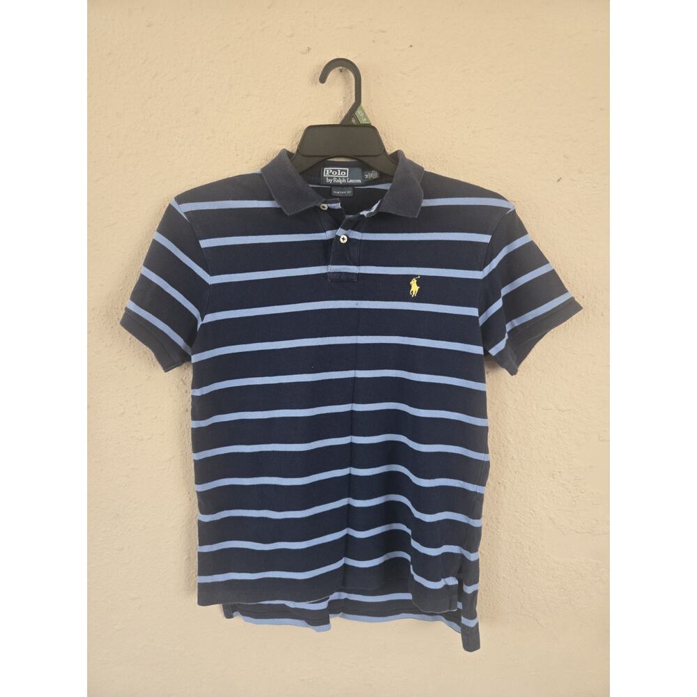 Polo By Ralph Lauren Mens Custom Fit Medium Blue Short Sleeved Polo Shirt - Picture 1 of 5